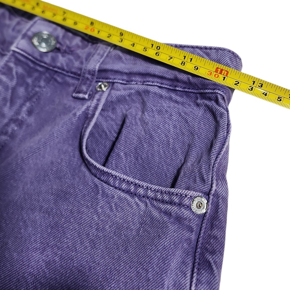 ZARA Purple High Waisted Wide Leg Jeans USA 2 Retro Colorful Denim Pants Boho - Picture 3 of 12